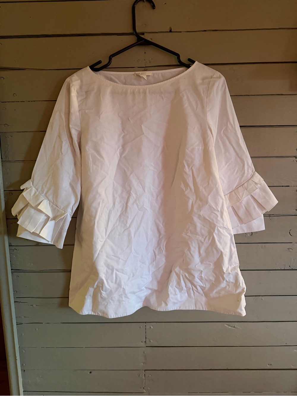 COS White Cotton Ruffle Sleeve Top